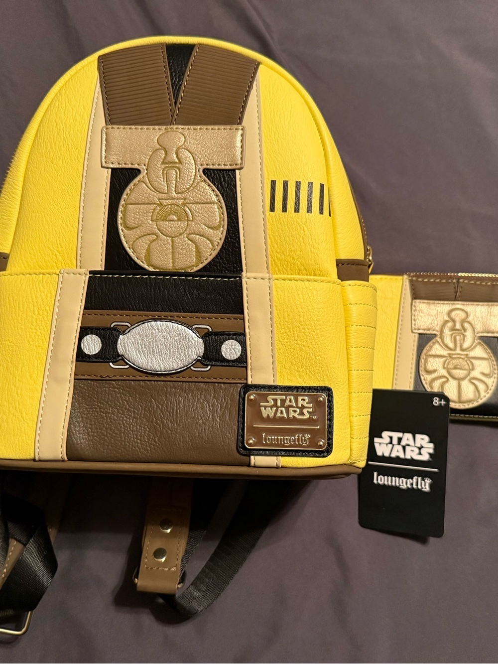 Loungefly Yellow, Brown and Cream Star Wars Droid Mini Backpack
